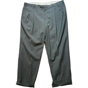 Roberto Villini Men's Pleated Dress Pants Cuffed Hem Size 46 Gray Solid Pockets